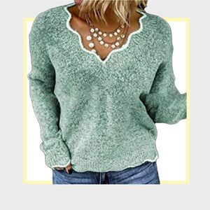 Miss look Knitted Sweater Tops Women's Autumn Winter Warm Pullover Sweater